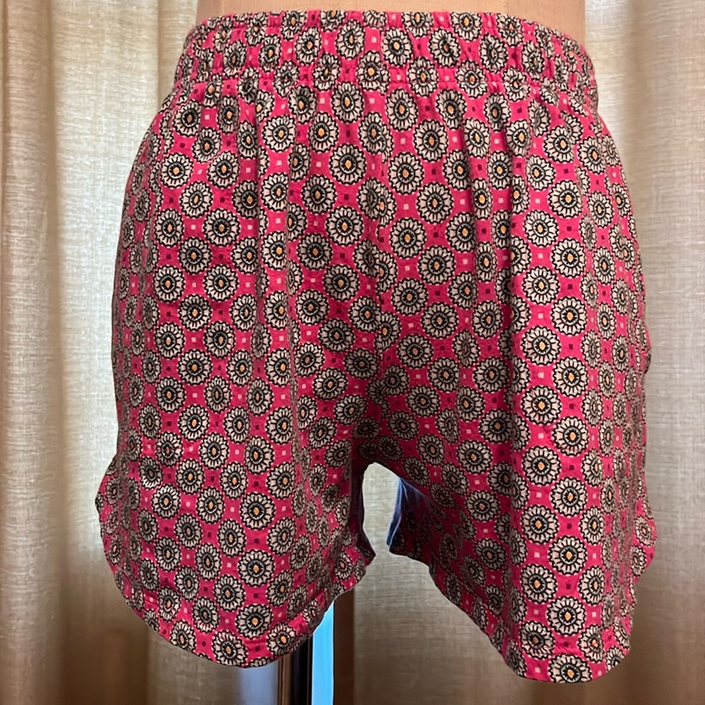 Cuddl Duds Womens Small Pajama Lounge Short Floral Mandala Pink Blue White